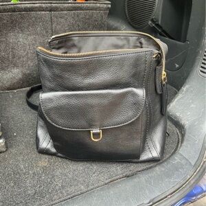 Fossil Black Leather Messenger Bag